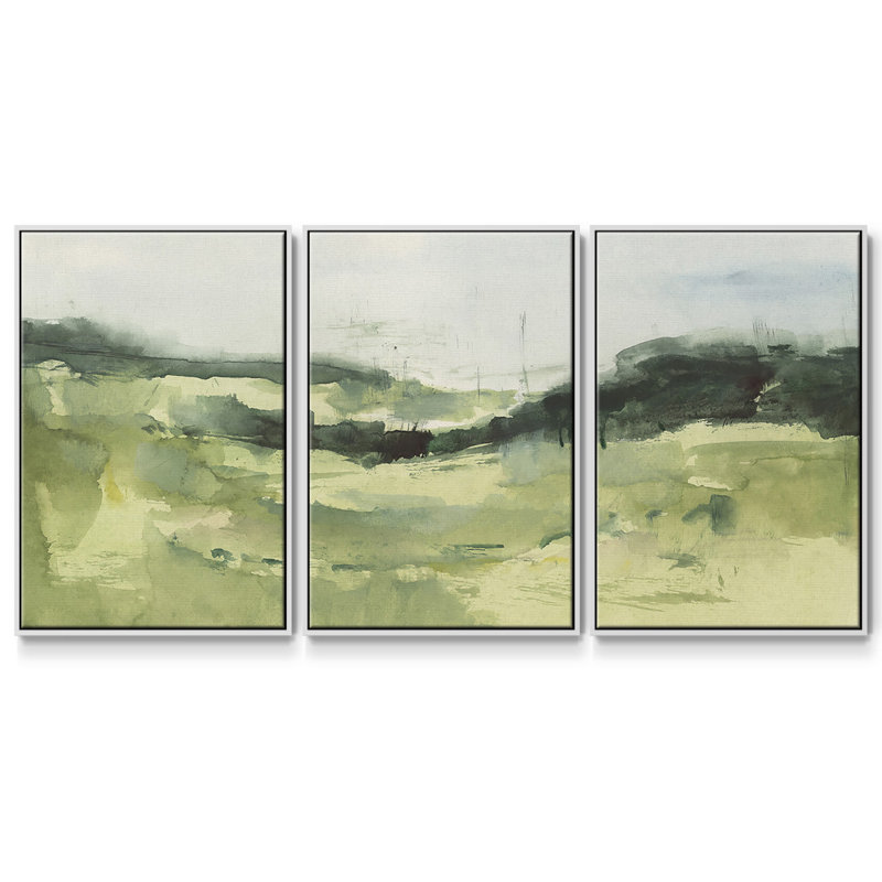 Hill Scramble I, reproduction d'art encadrée sur toile 3 pièces, H 36 po x l 75 po x P 2 po, Cadre blanc