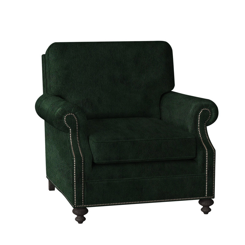 West Haven Upholstered Club Chair, Anilina Hunter Genuine Leather, Plantation, Gunmetal