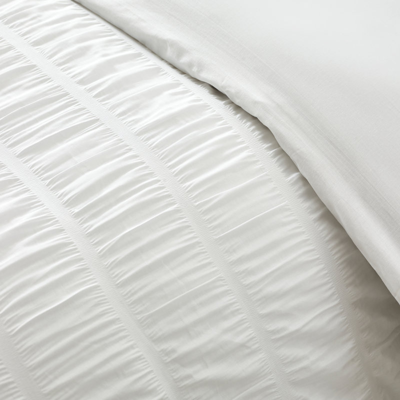 Seersucker Frill Duvet Cover Set, Single Duvet Cover + 1 Standard Pillowcase, White