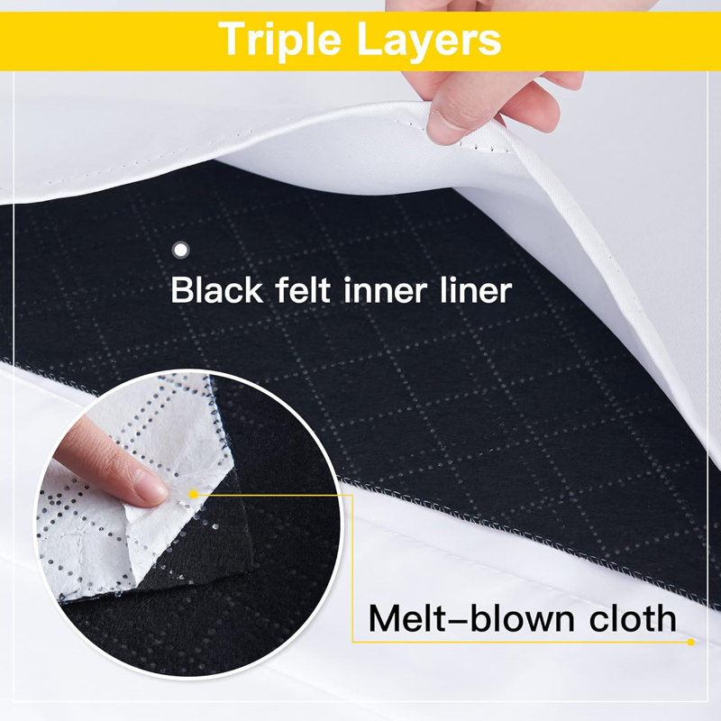 4-in-1 PM2.5 Particles Noise Blackout Thermal Insulation Curtains Heavy-Duty Full Light Shading Drapes with Detachable Liner for Villa/Hall/Dorm