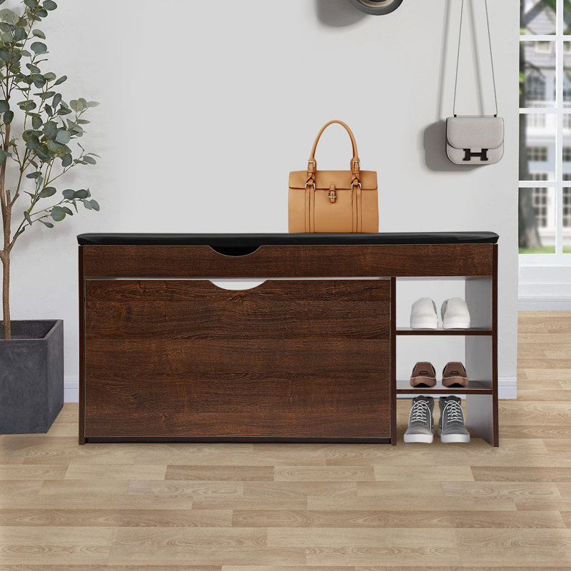 39.3X11.8X20" Shoe Storage Bench With Seat, Brown