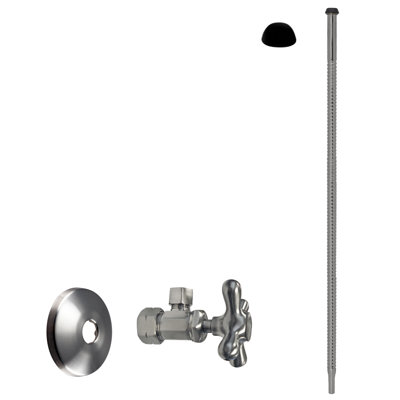 Trousse d'alimentation pour robinet et toilette 5/8 po x 3/8 po x P 20 po avec robinet d'arrêt à angle en croix