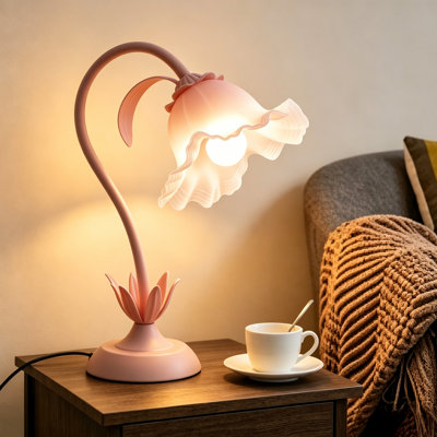 Flower Table Lamp For Bedroom, 3 Colors Flower Reading Light, Cute Lily Desk Lamp Bedside Lamps