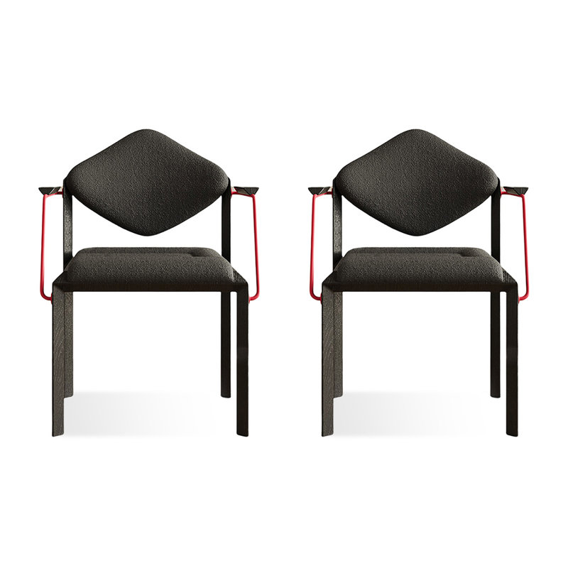 Chaise d'appoint noire à dossier solide (ensemble de 2)