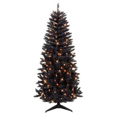 7' Pre-Lit Black Artificial Carson Pine Tree