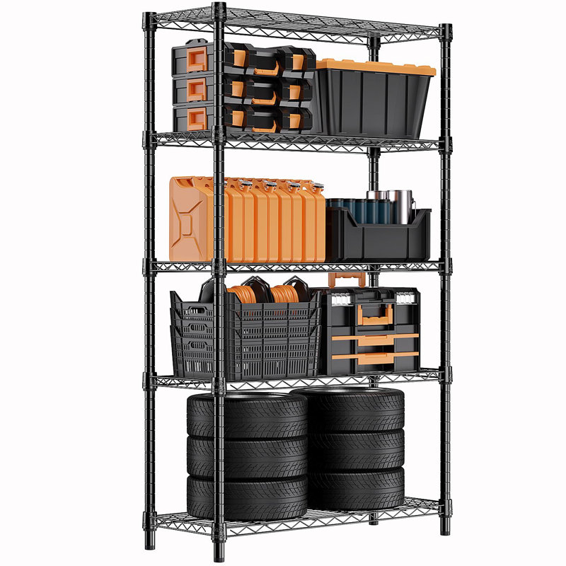 Étagère de rangement Étagère utilitaire Étagère utilitaire à 5 niveaux avec grille métallique pour la maison, la cuisine et le bureau