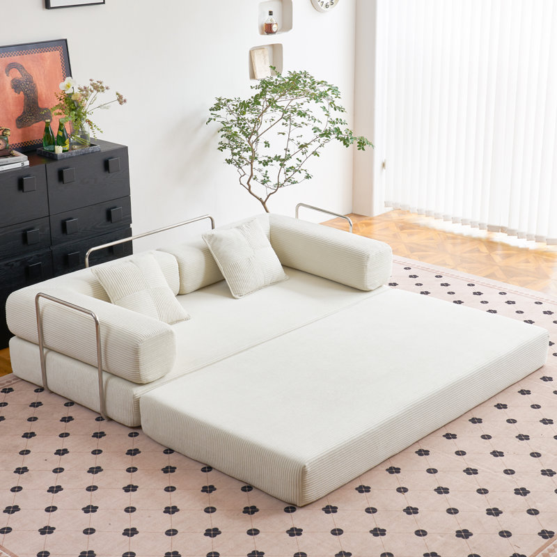 Canapé-lit Boneless Convertible, Blanc, H 26,3 po x l 62,9 po x P 35,4 po