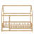 House-Shaped Floor Bed With Roof Frame And Integrated Safety Guardrails