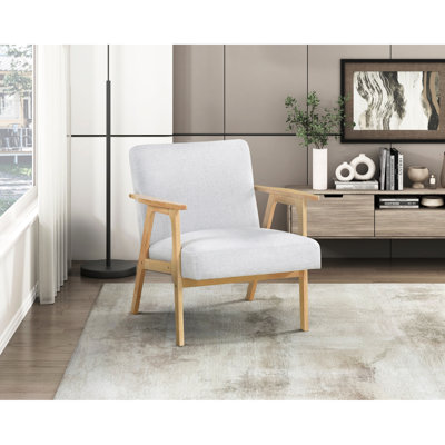 Chaise moderne rembourrée grise 1Pc avec tissu texturé et coussins de dossier confortables en bois massif, taille 27 x 29 x 29 h
