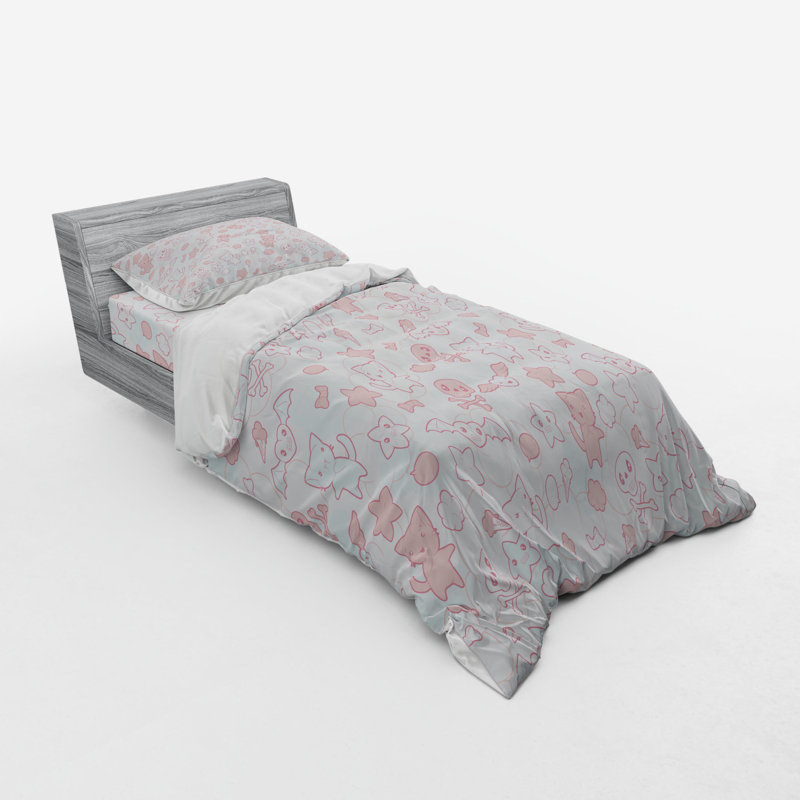 Ensemble de housse de couette en microfibre rose / bleu, Housse de couette simple TG + 2 articles suppléme