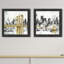 New York Skyline I Bridge - ensemble de 2 peintures encadrées