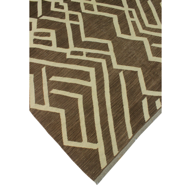 One-of-a-Kind Reta Handwoven Wool Brown Area Rug