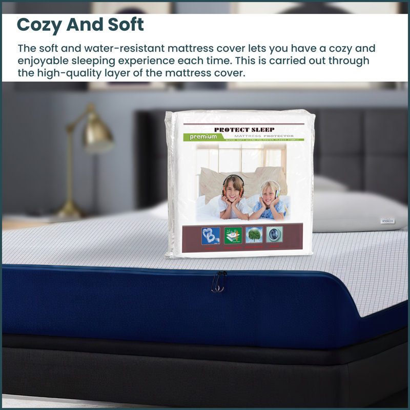 Zippered Waterproof Mattress Protector with Terry on Top, Breathable, Comfortable, Machine-Washable, Twin