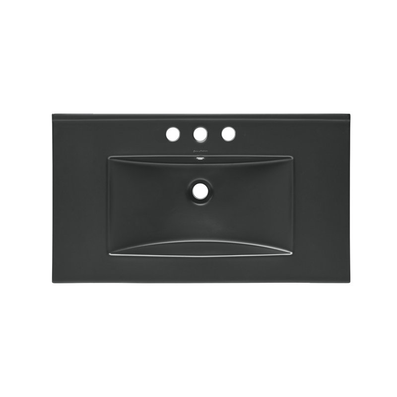 Comptoir de meuble-lavabo 30 "à 3 trous central brillant, Noir