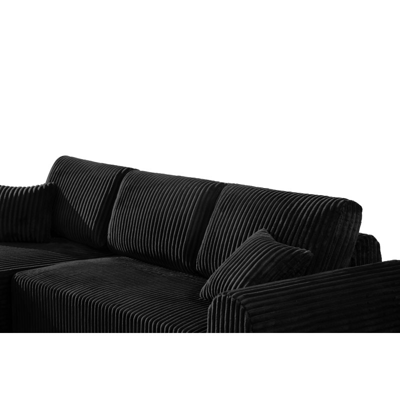 109.8-inch Cloud Modular Sectional Sofa Couch with L-Shape Chaise, Left Hand Facing, Black