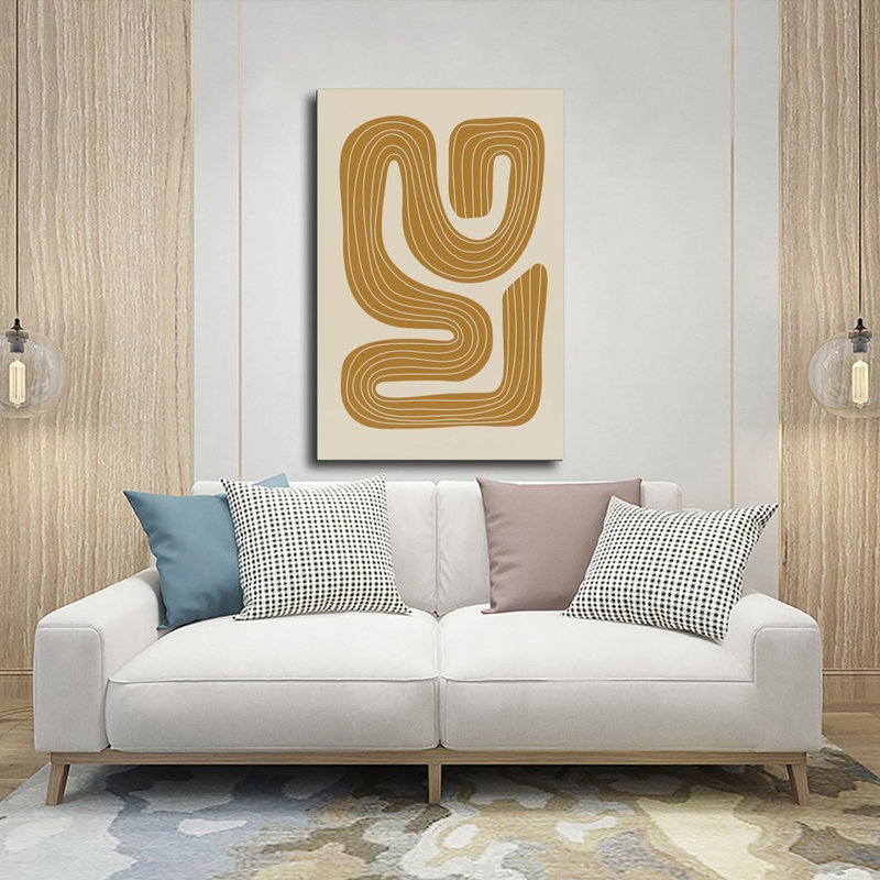 Tableau sur toile, impression d'art abstrait aux lignes dorées, décor mural moderne, affiche vintage, décoration intérieure