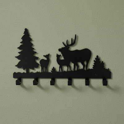 Black Metal Animal Coat Rack with Hooks