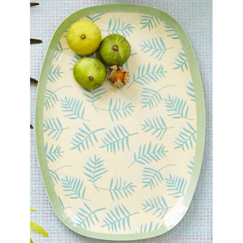 12" Melamine Rectangular Palm Leaves Plate