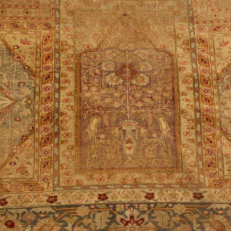 Wool Floral Area Rug in Beige
