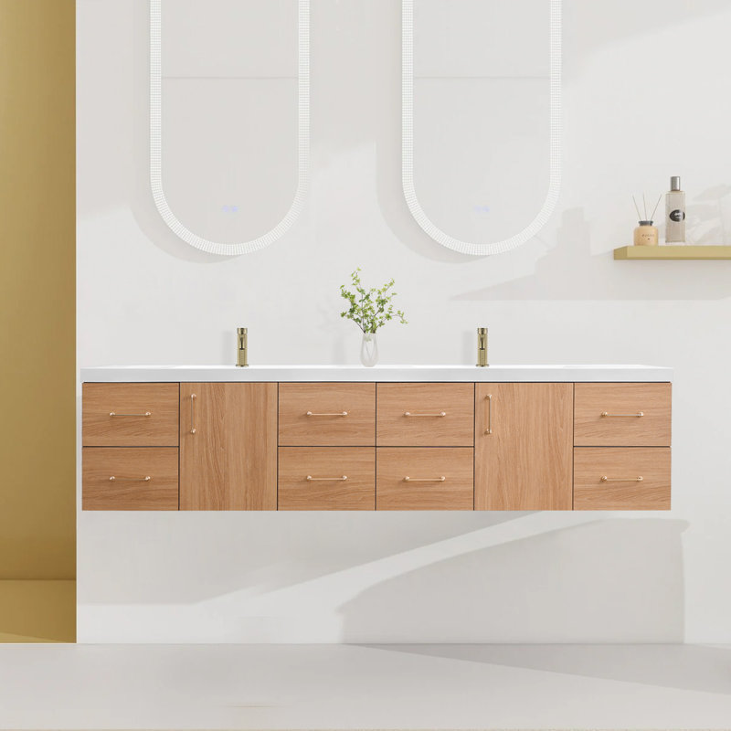 Meuble-lavabo double 84 po avec comptoir double blanc