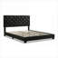 Lit plateforme en similicuir de polyuréthane noir mat, sans sommier tapissier, pour une chambre à coucher grand lit, style capitonné moderne-129462202