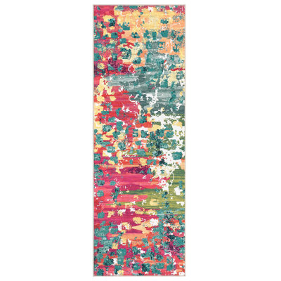 Modern Abstract Colorful Rug, Washable Area Rug for Bedroom and Living Room