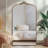 Vintage Ornate Arched Floor Mirror With Metal Frame, Ideal For Home Decoration And Versatile Use.