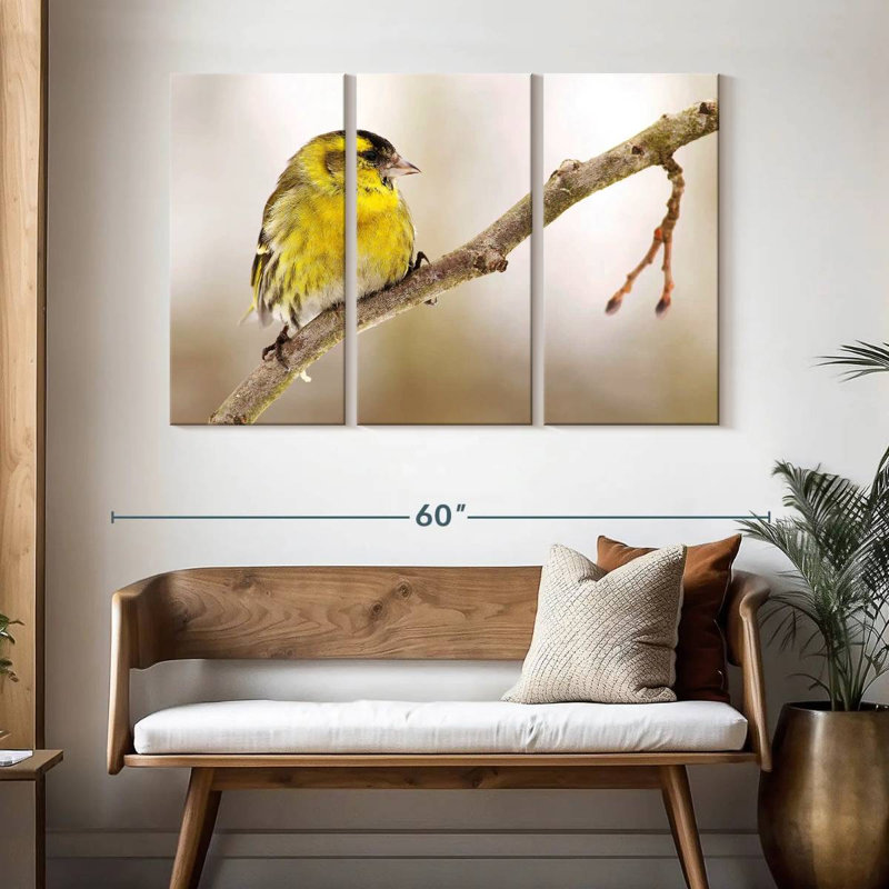 Brampt Perched Yellow Bird, 32" H x 50" W