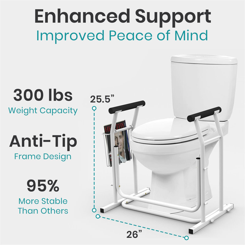 Toilet Frame For Disabled And Elderly, Sturdy, Safety Rails, Free Standing, Disabled Toilet Support Frame, Height And Width Adjustable Toilet Rails, Toilet Surround Safety Frame