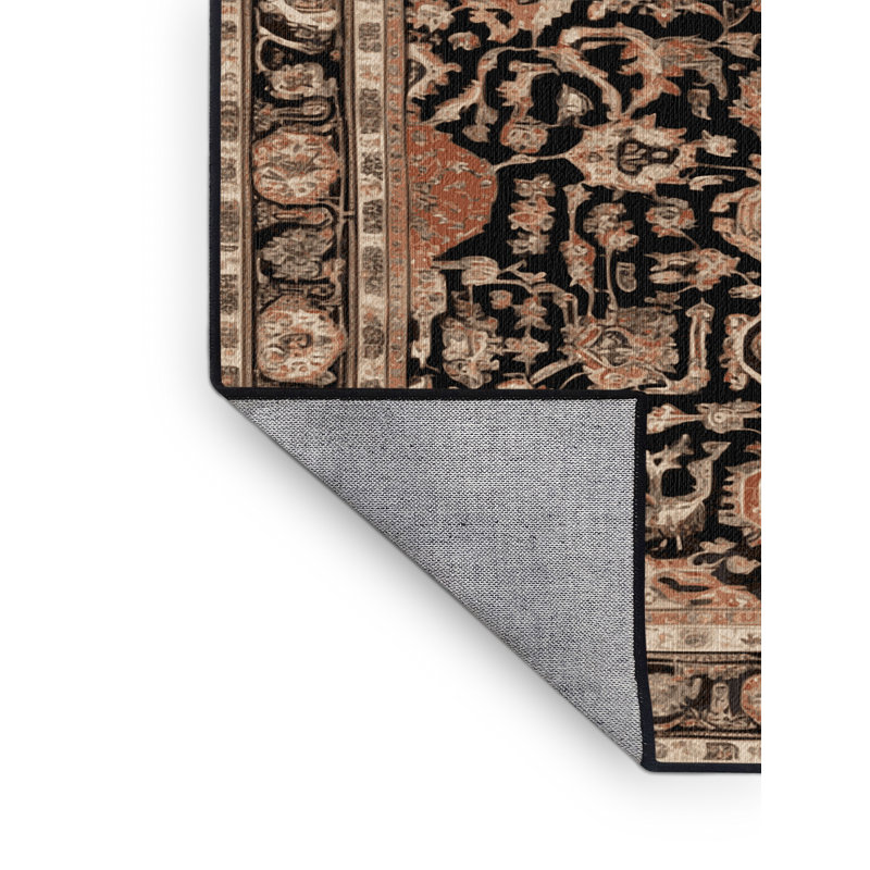 Tapis brun lavable à la machine, Rond 5 pi