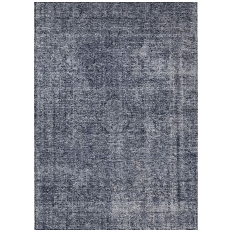 Emberith Blue Washable Indoor-Outdoor Rug - LOOMLAN, 8' x 10'