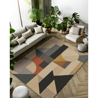 Tapis en coton et polyester multicolore à imprimé numérique Gustin Collection