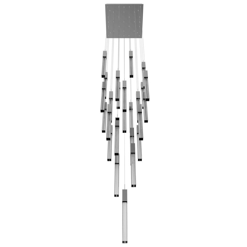 Luminaire suspendu grappe 25 lumières Boa, Chrome poli