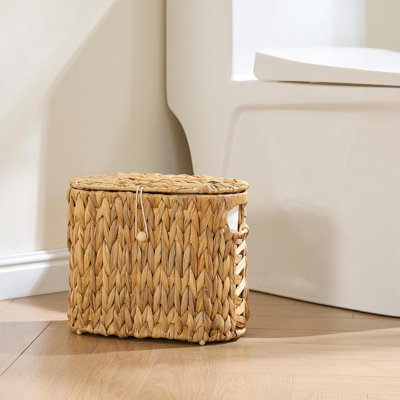  Water Hyacinth Toilet Paper Storage with Lid for up to 4 Mega Rolls