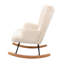 Teddy Fleece Tufted Rocking Chair, Modern Scandinavian Bouclé Accent Chair with Solid Wood Runners, Beige/Light Grey/Dark Grey/Pink-368683865