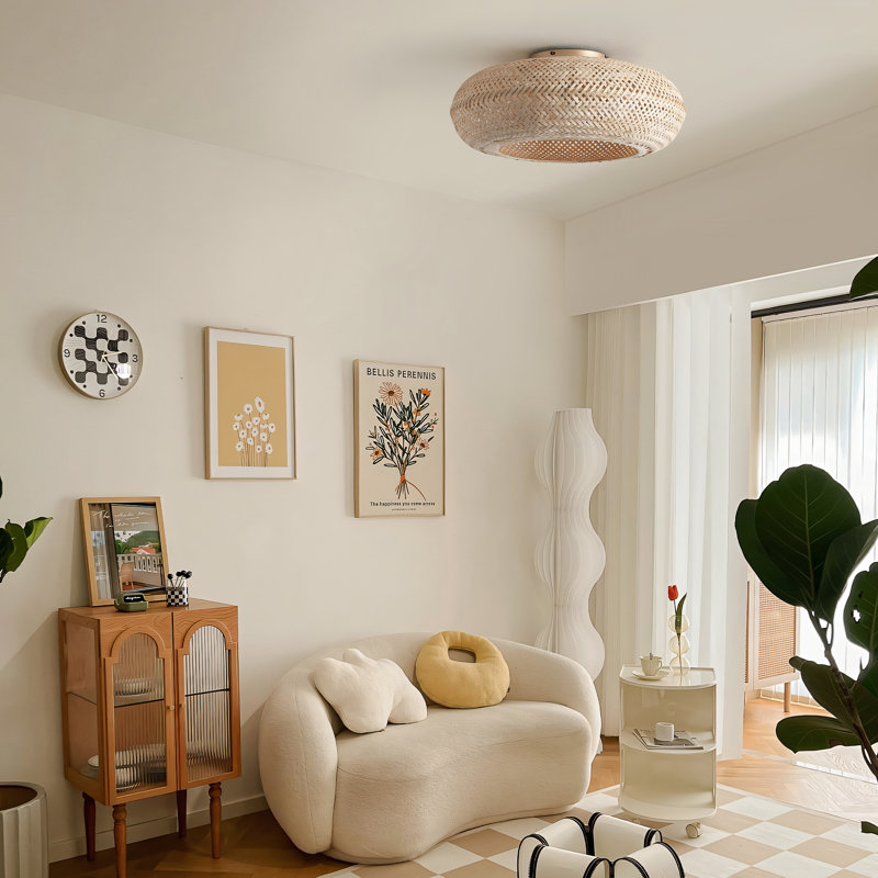 Nihar 20" Boho Rattan Caged Ceiling Fan with Lights