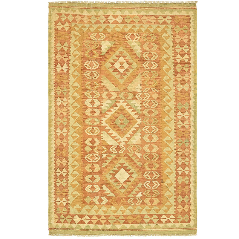 Tapis en laine rouge 3 pi 8 po x 6 po one-of-kind main-noué la new age Elland