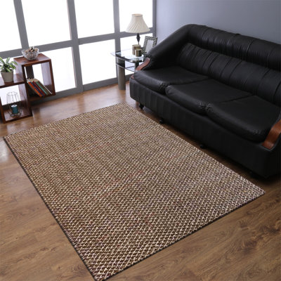 Manns Hand Woven Jute Eco-Friendly Solid Area Rugs - 6' x 9', Rectangle, Light Brown Colour, Contemporary Modern Design, Low Pile, Natural Fibre, Outdoor Indoor Handmade Area Rugs for Living Room, Bed Room