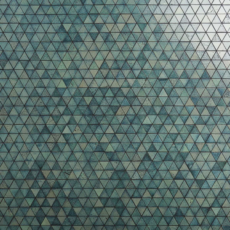 Cobble 10.62 In. X 14.56 In. Triangle Glossy Lava Stone Mosaic Floor And Wall Tile (5.35 Sq. Ft. / Case), Green