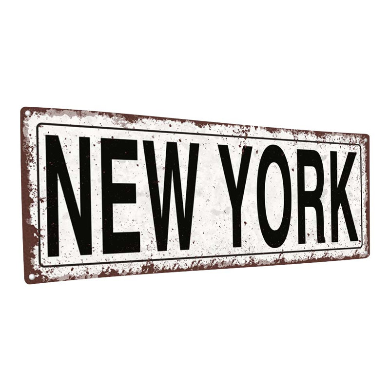 Panneau de métal vieilli, New York