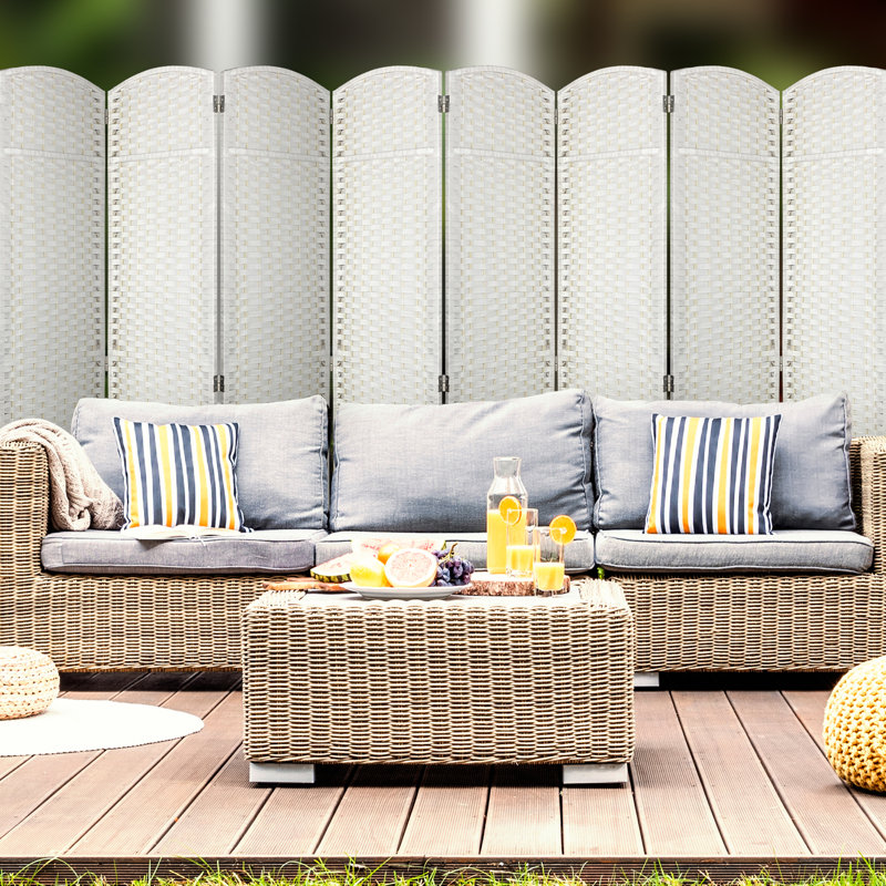 Paravent pliable à double panneau Sorbus, 8 panneaux, blanc, Blanc, 8