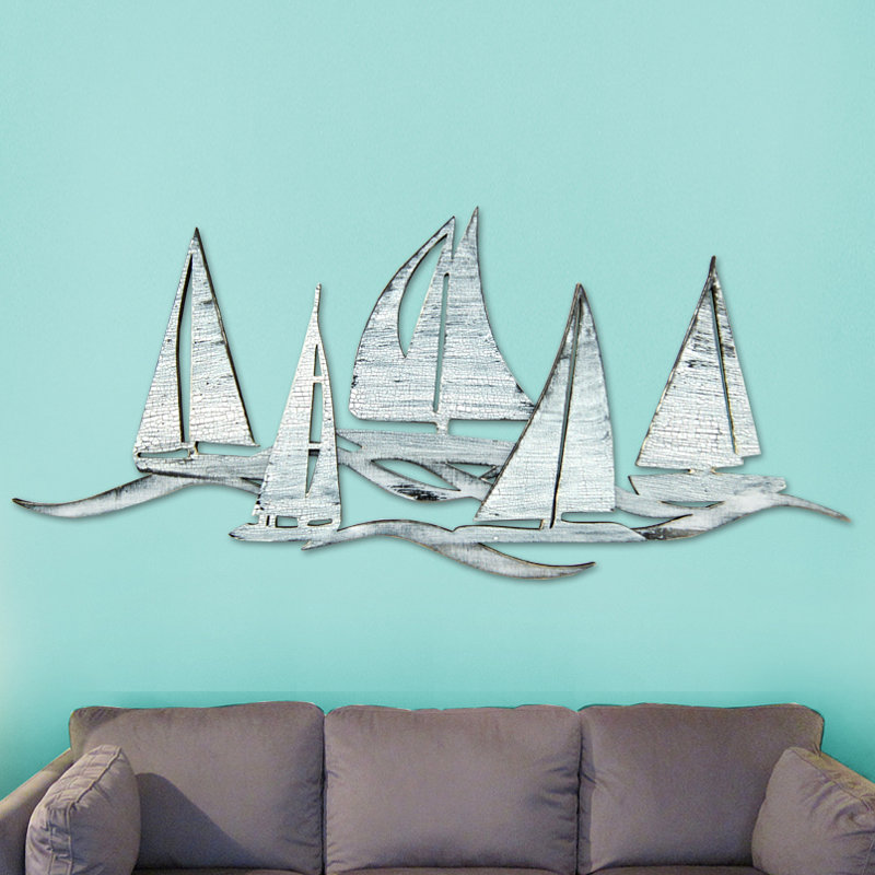 Décoration murale en bois Sail Fleet Costal, H 17 po x l 36 po