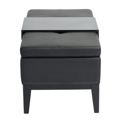 Erby 107cm Wide Faux Leather Rectangle Polka Dots Ottoman with Storage
