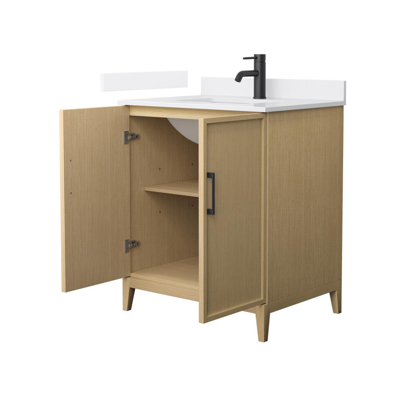 Elan 30'' White Oak Single Bathroom Vanity with Cultured Marble Top