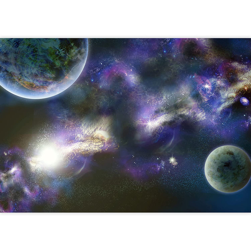 Planet In Outer Space Galaxy Border, 100" L x 144" W, Purple