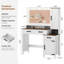 Modern Makeup Vanity Desk With 3-colour Led Mirror And Motion Sensor-1253499559