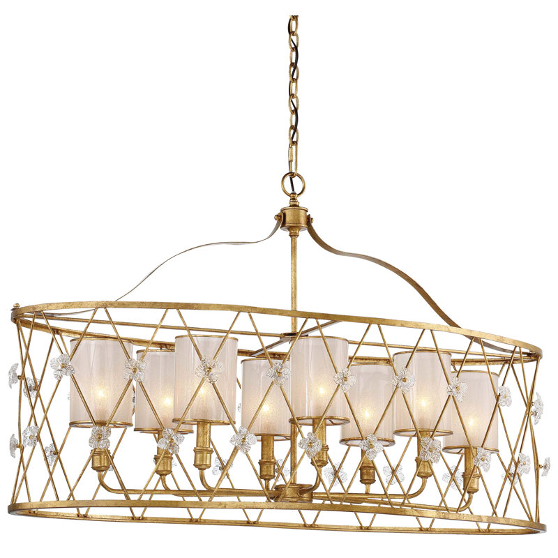 Elara Gold 8-Light Modern Glass Island Pendant