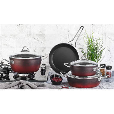 7pc Nonstick Hard Anodized Aluminum Cookware Set Dark Gray