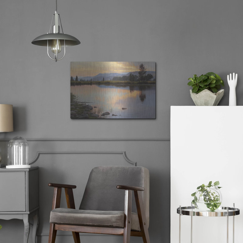 Art mural en métal Millwood Pines «Tranquil Evening» par Jay Moore, H 16 po x l 24 po
