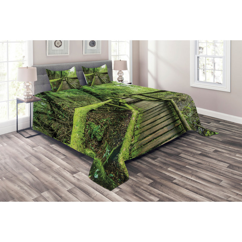 Forest Rustic Coverlet, King Bedspread + 2 Shams